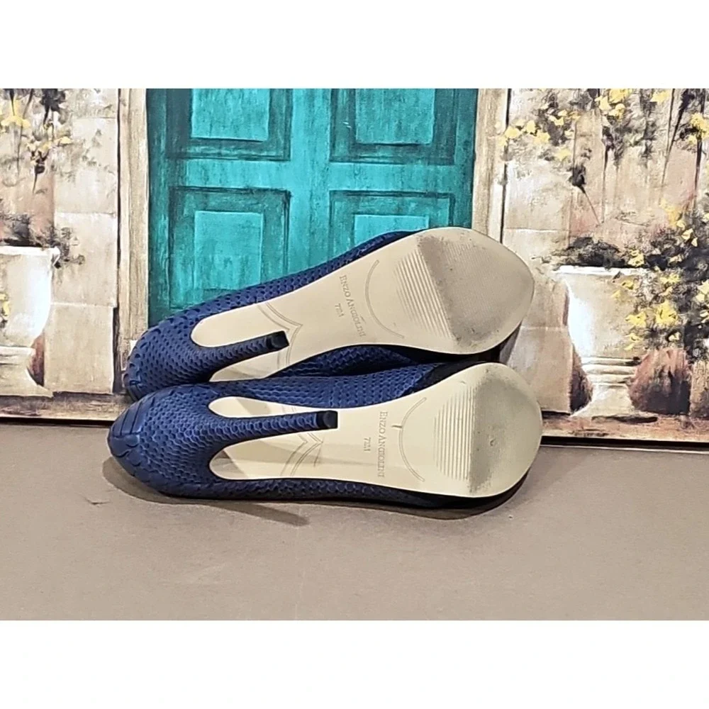 ENZO ANGIOLINI Smiles Platform Pumps Heels‎ Size 7.5 M Stiletto Snake Print Blue